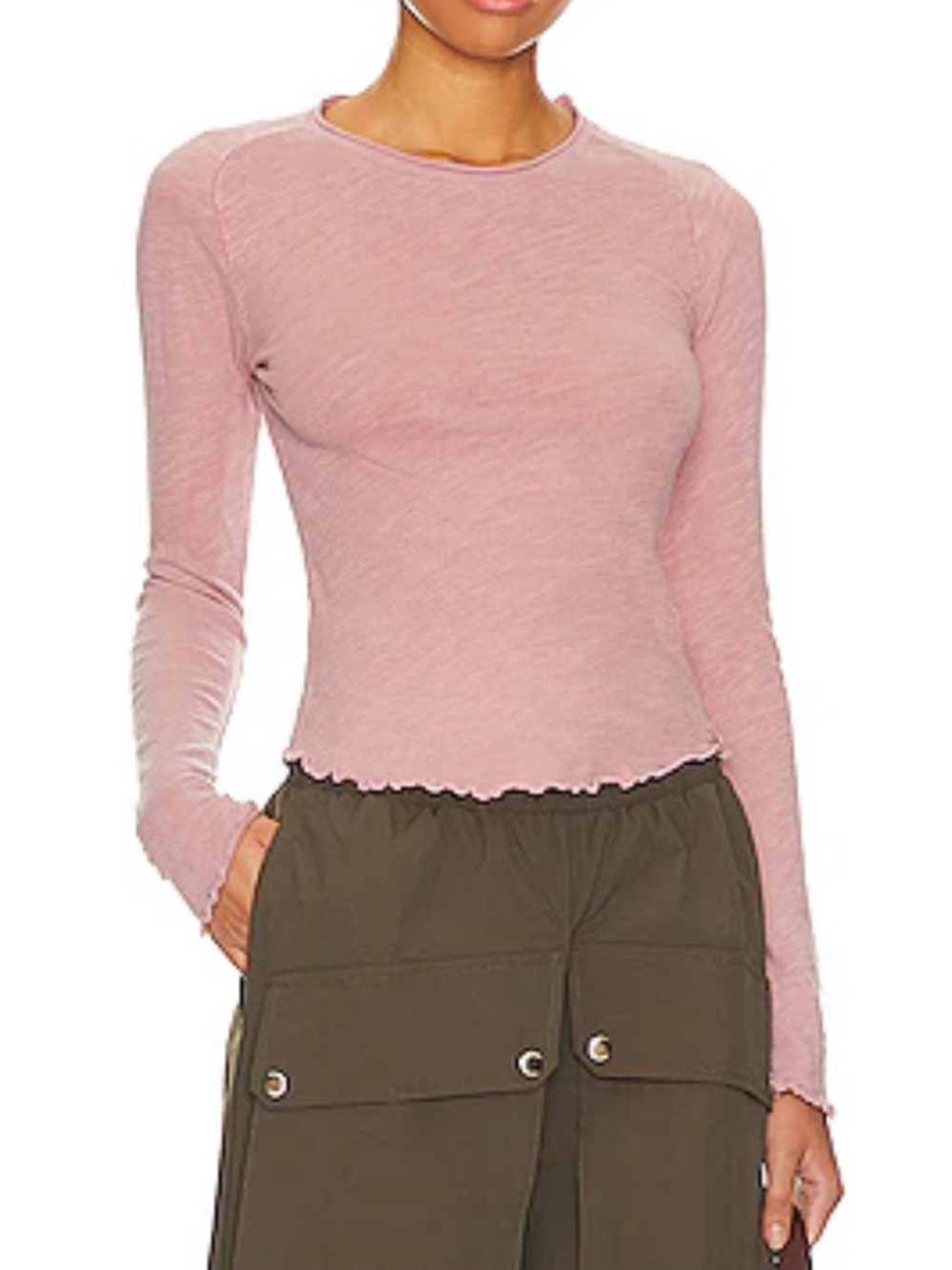 We The Free Be My Baby Long Sleeve in Petals Pink Size Small